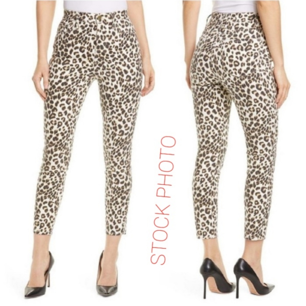 FRAME DENIM Ali Stretch Denim Snow Leopard HighRise Cigarette Jeans Sz 27 NWT